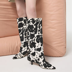 Aldo Everose in White Black - Knee-high boot, Kitten heel