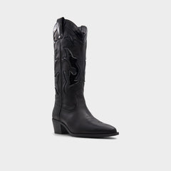 Aldo Nebraska Black Women's Western - Mid-calf western boot, Block heel