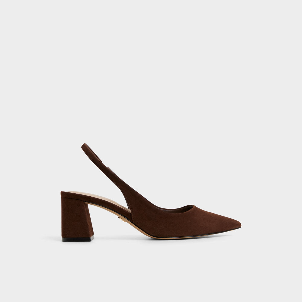 Aldo Uliana in Dark Brown - Slingback heel, Block heel