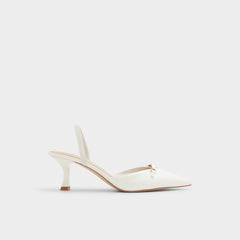 Aldo Nailah White/Bone Women's Kitten heels - Slingback heel, Kitten heel