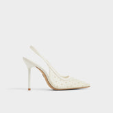 Aldo Pearlescent Other White Textile Mesh Women's Slingbacks - Slingback heel