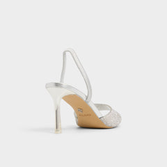 Aldo Andyana Silver Women's Strappy sandals - Slingback heeled sandal, Stiletto heel