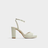 Aldo Gracious White/Bone Women's Block heels - Strappy heeled sandal, Block heel
