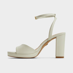 Aldo Gracious White/Bone Women's Block heels - Strappy heeled sandal, Block heel