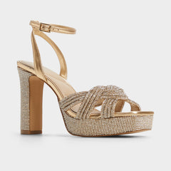 Aldo Shimma Gold Women's Iridescent metallics - Strappy heeled sandal, Platform