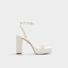 Aldo Lulu White Women's Strappy sandals - Strappy heeled sandal, Block heel