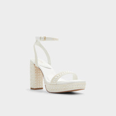 Aldo Lulu White Women's Strappy sandals - Strappy heeled sandal, Block heel
