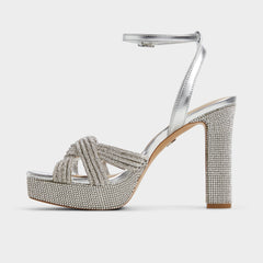 Aldo Shimma Silver Women's Iridescent metallics - Strappy heeled sandal, Platform