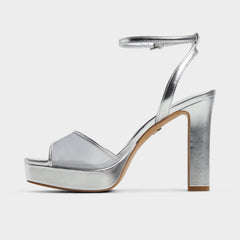 Aldo Chicglimmer Silver Women's Platform sandals - Strappy heeled sandal, Block heel