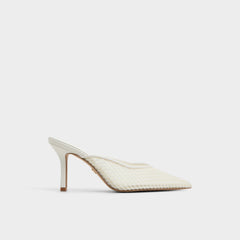 Aldo Gamilia Open White Textile Mesh Women's Kitten heels - Heeled mule, Kitten heel