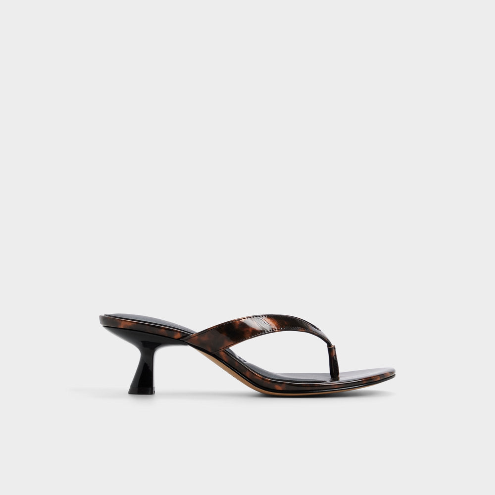 Aldo Jump in Open Brown - Heeled flip flop, Kitten heel