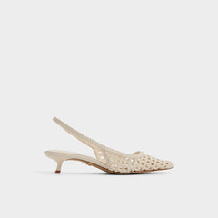 Aldo Violettia in Light Beige - Sling back high heel, Kitten heel