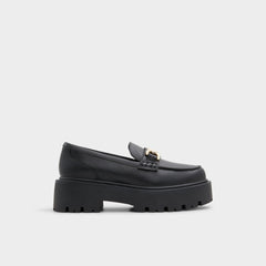 Aldo Oneameth Black Synthetic Smooth Women's Loafers & Oxfords - Loafer, Lug sole