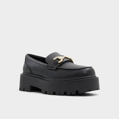 Aldo Oneameth Black Synthetic Smooth Women's Loafers & Oxfords - Loafer, Lug sole