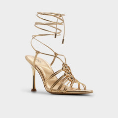 Aldo Curacao in Gold - Strappy heeled sandal, Stiletto heel