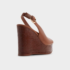Aldo Tatianah in Dark Brown - Sling back heeled sandal, Wedge heel