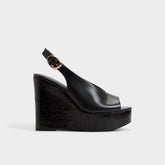 Aldo Tatianah in Black - Sling back heeled sandal, Wedge heel