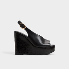 Aldo Tatianah in Black - Sling back heeled sandal, Wedge heel