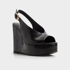 Aldo Tatianah in Black - Sling back heeled sandal, Wedge heel