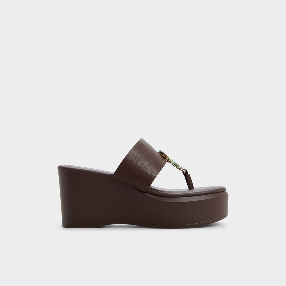 Aldo Friegan in Dark Brown - Slide sandal, Wedge heel