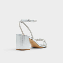 Aldo Bouclette Silver Women's Block heels - Strappy heeled sandal, Block heel