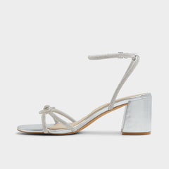 Aldo Bouclette Silver Women's Block heels - Strappy heeled sandal, Block heel