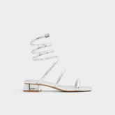 Aldo Spinna in Silver - Strappy sandal, Block heel
