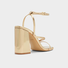 Aldo Laurader Gold Women's Block heels - Strappy heeled sandal, Block heel