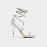 Aldo Caladonia Silver Women's Iridescent metallics - Strappy heeled sandal, Stiletto heel