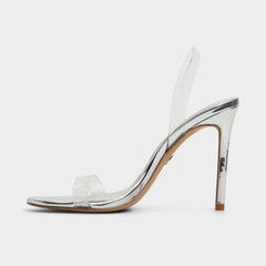 Aldo Quinilynn Silver Women's Iridescent metallics - Strappy heeled sandal, Stiletto heel