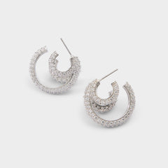Aldo Glitzys in Silver Clear Multi - Hoop earrings