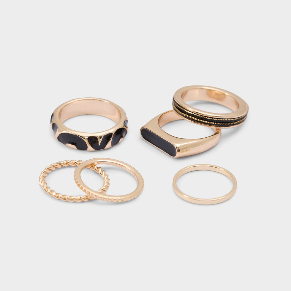 Aldo Wildora in Black Gold Multi - Stackable rings
