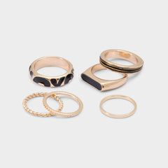 Aldo Wildora in Black Gold Multi - Stackable rings