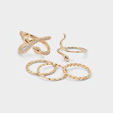 Aldo Blancan Gold/Clear Multi Women's Rings - Multi finger rings