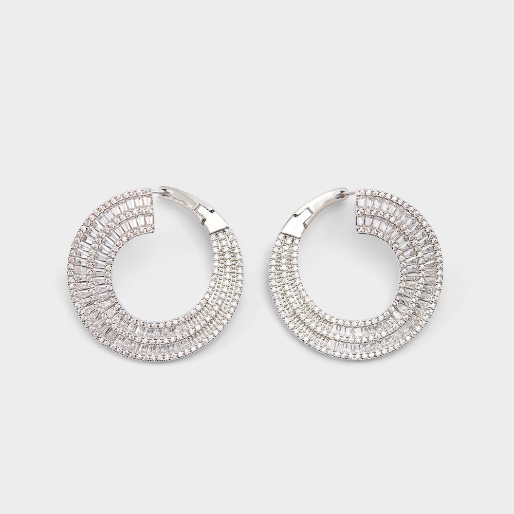 Aldo Caldy Silver/Clear Multi Women's Earrings - Hoop earrings