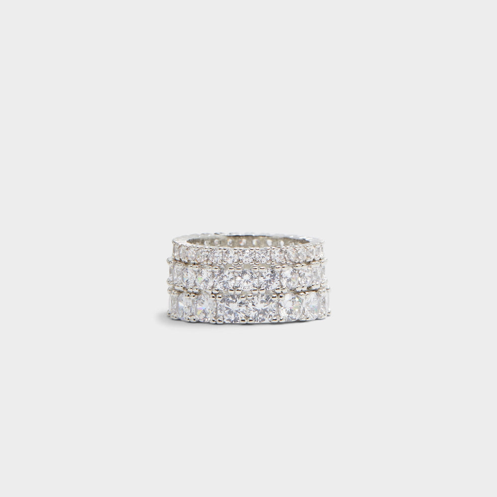 Aldo Uniawen Silver/Clear Multi Women's Rings - Stackable rings