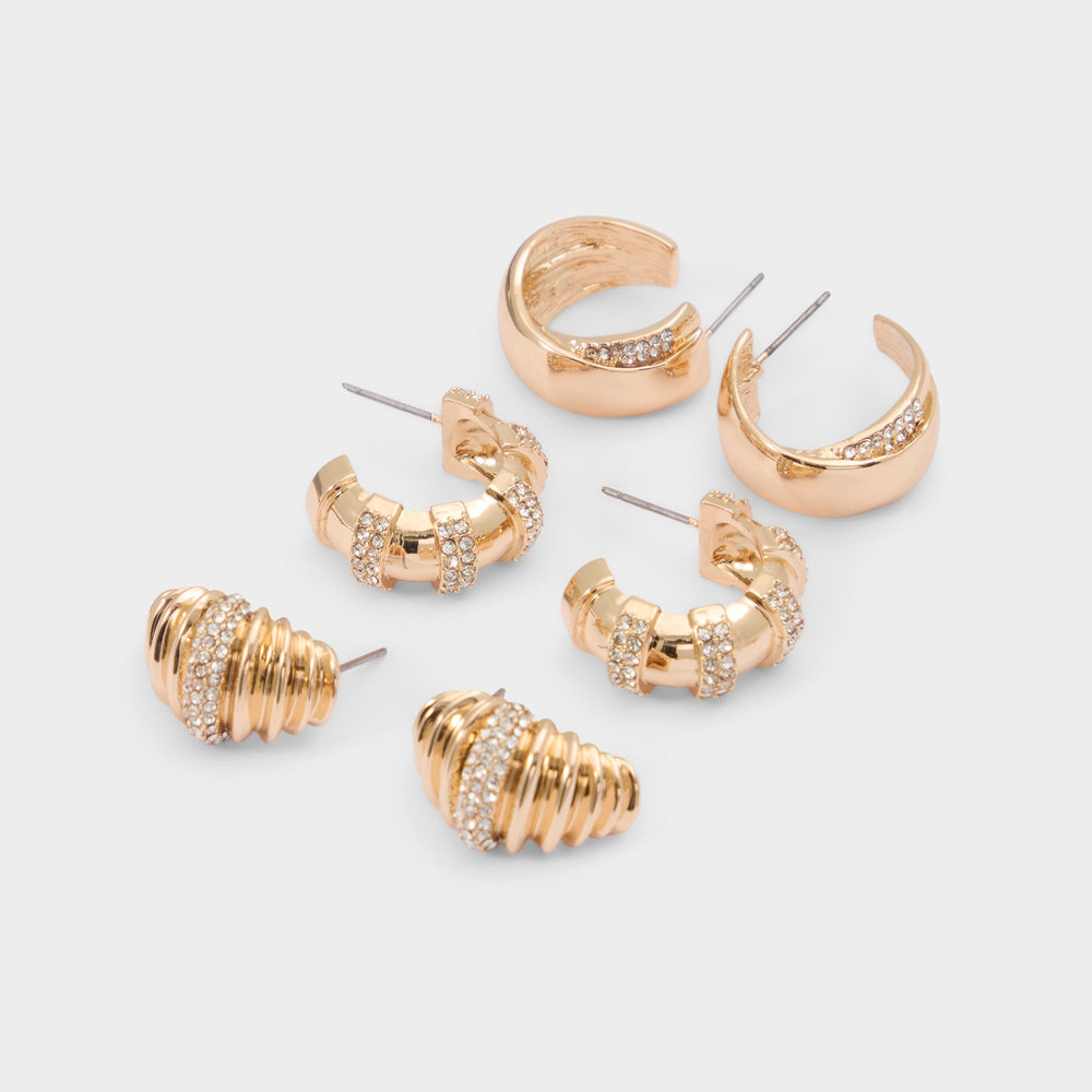 Aldo Triplecharm in Gold Clear Multi - Hoop earrings