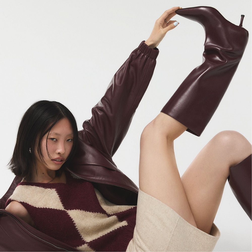 Aldo Selora in Burgundy - Knee-high boot, Stiletto heel