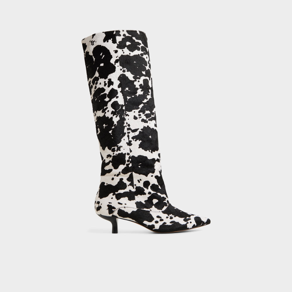 Aldo Everose in White Black - Knee-high boot, Kitten heel