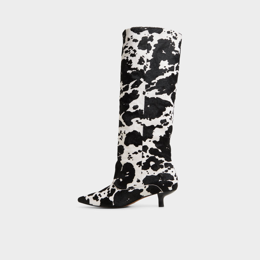 Aldo Everose in White Black - Knee-high boot, Kitten heel
