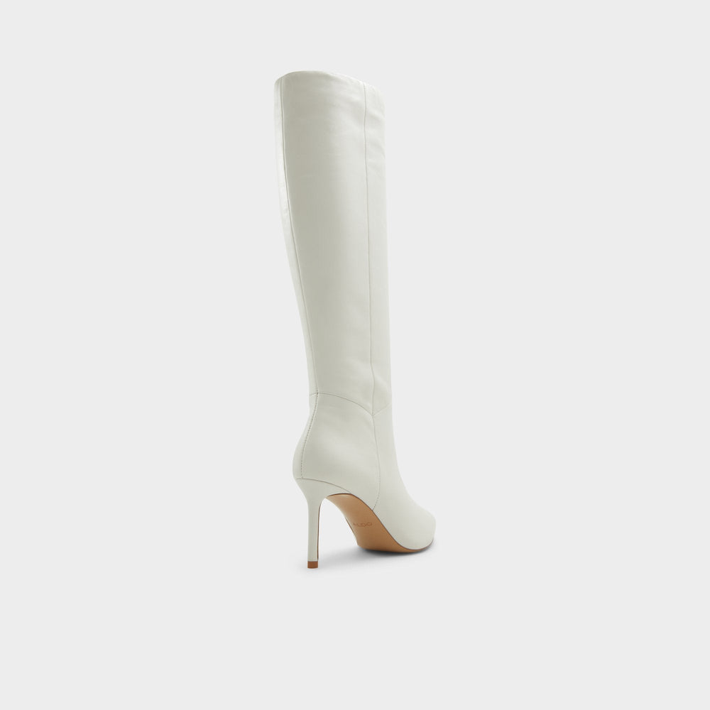 Aldo Laroche White/Bone Women's Tall Boots - Knee-high boot, Stiletto heel