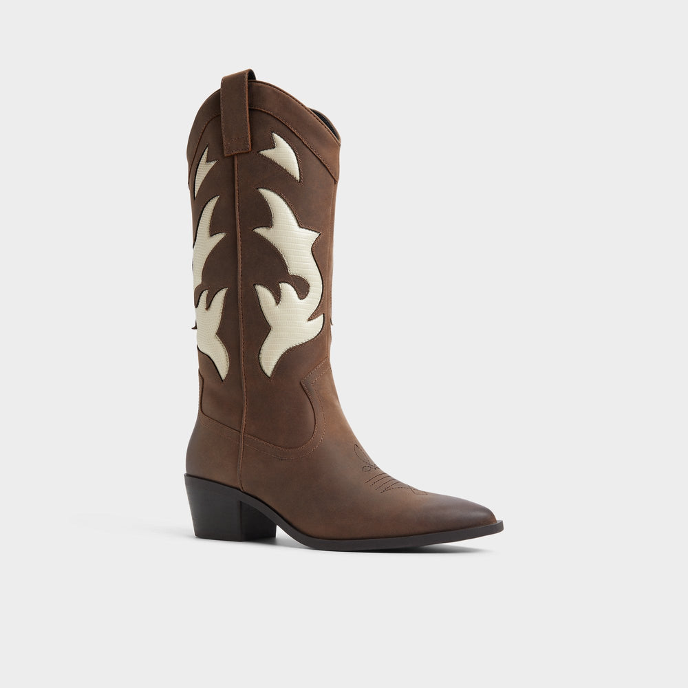 Aldo Nebraska Royal Brown Women's Western - Mid-calf western boot