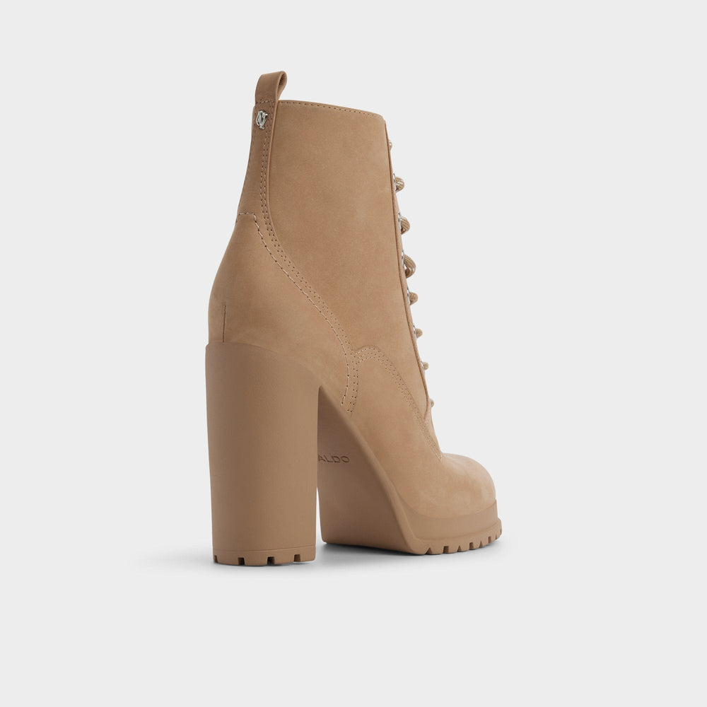 Aldo Rebelliously in Medium Beige - Combat ankle boot, Lug sole