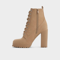 Aldo Rebelliously in Medium Beige - Combat ankle boot, Lug sole