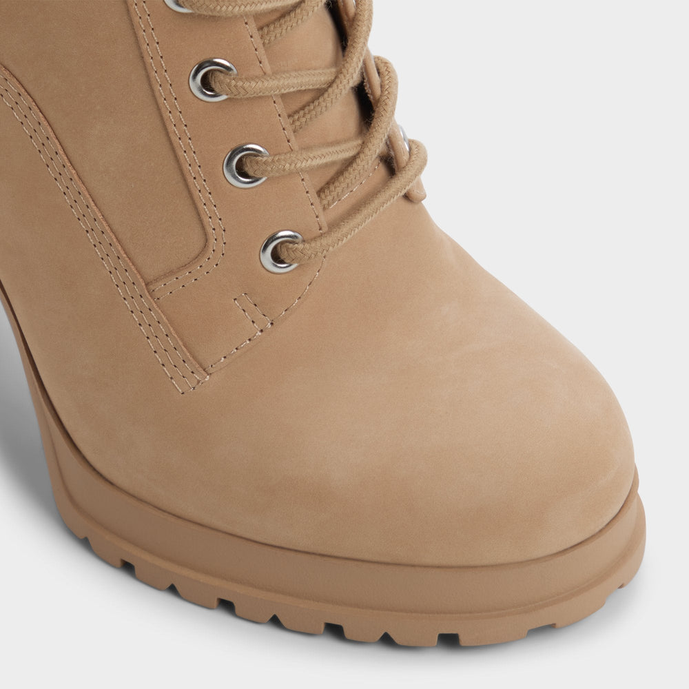 Aldo Rebelliously in Medium Beige - Combat ankle boot, Lug sole