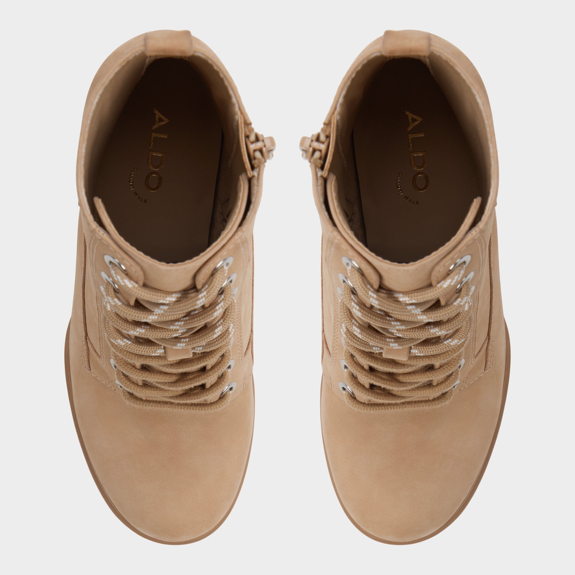 Aldo Rebelliously in Medium Beige - Combat ankle boot, Lug sole