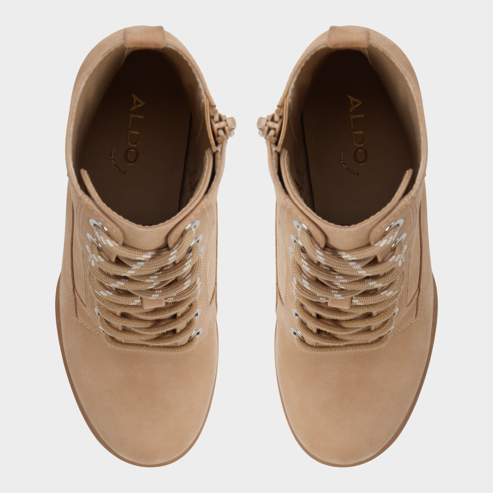 Aldo Rebelliously in Medium Beige - Combat ankle boot, Lug sole