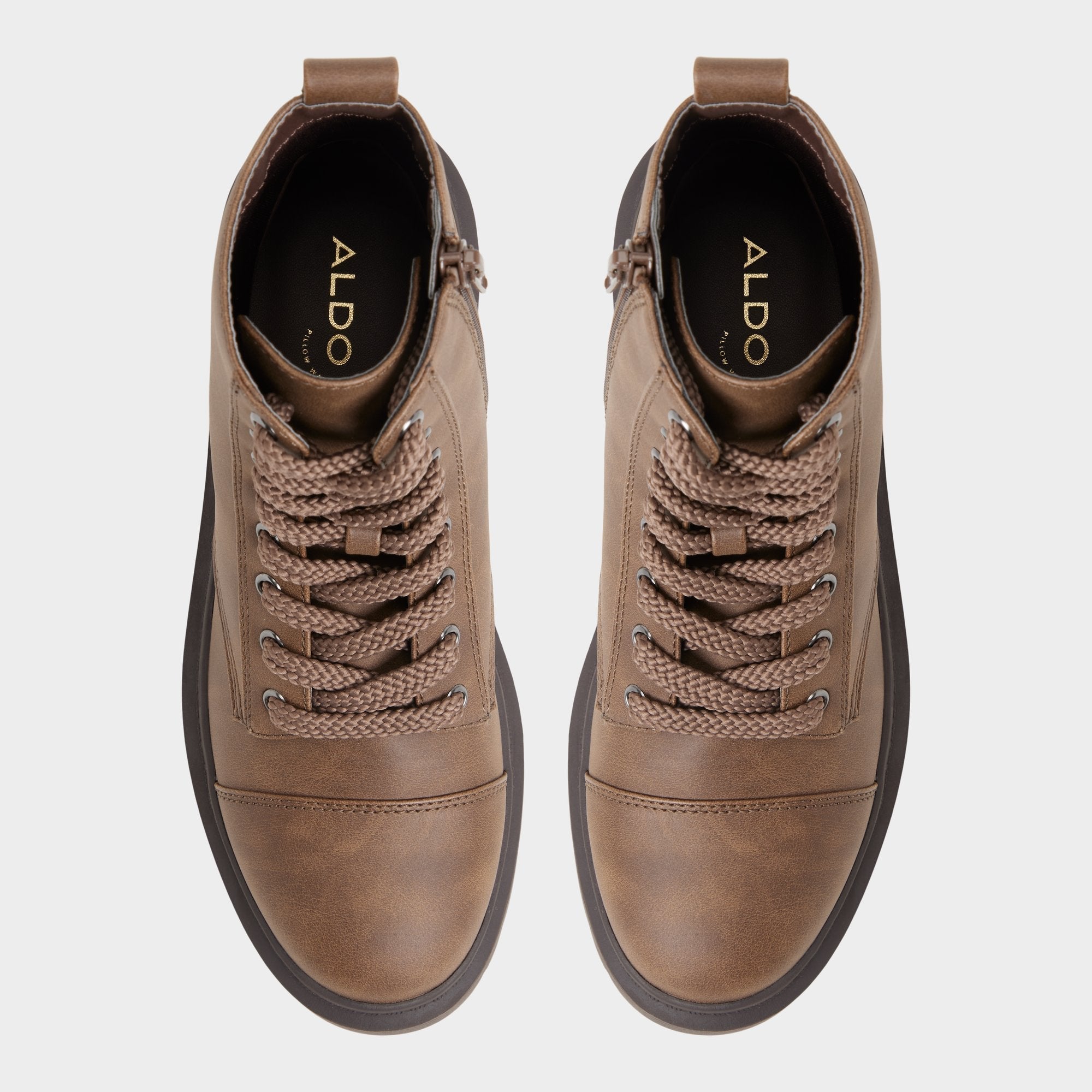 Aldo Goer in Medium Brown - Combat ankle boot, Lug sole