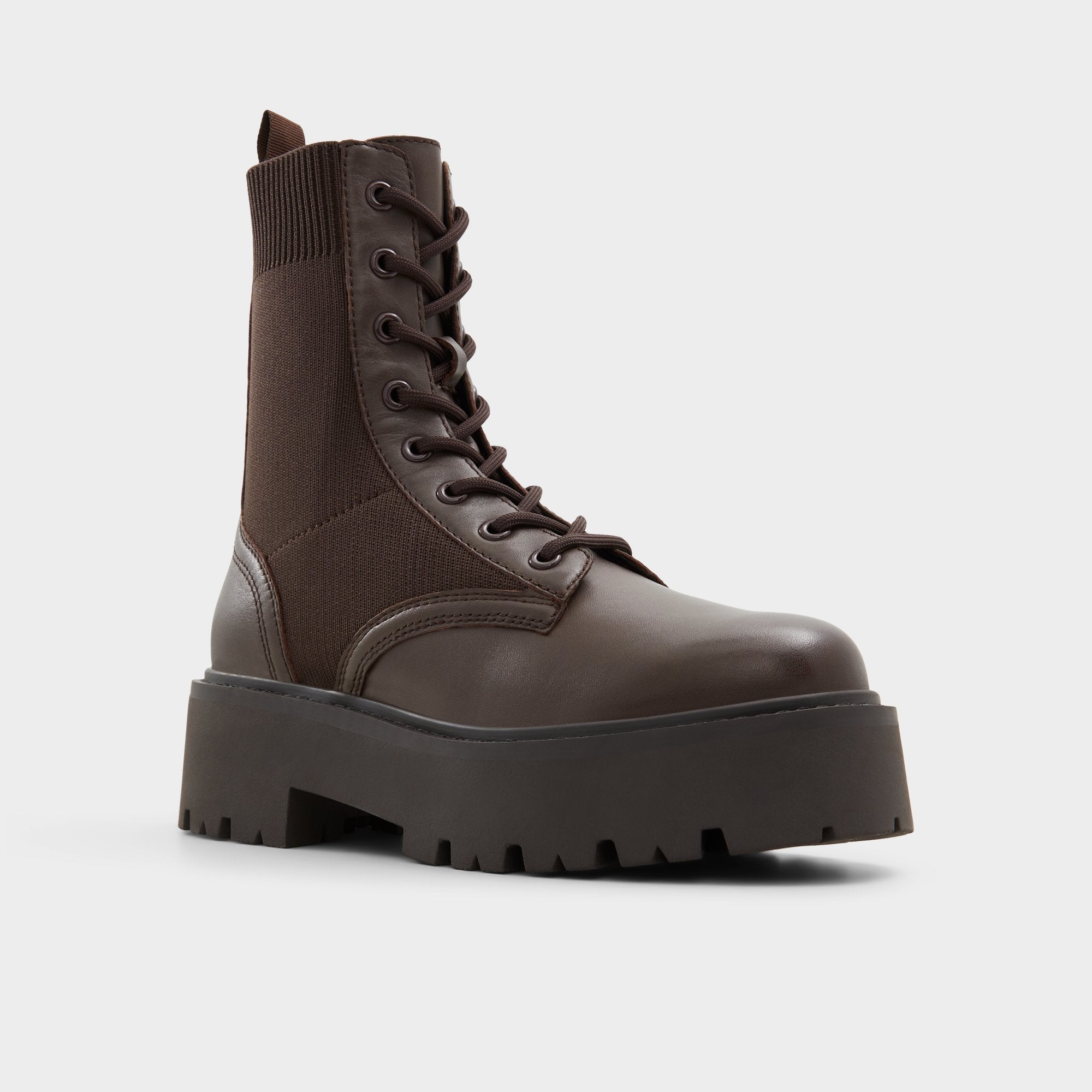 Aldo Talaleryknit Brown Overflow Women's Combat boots - Combat ankle boot, Brown
