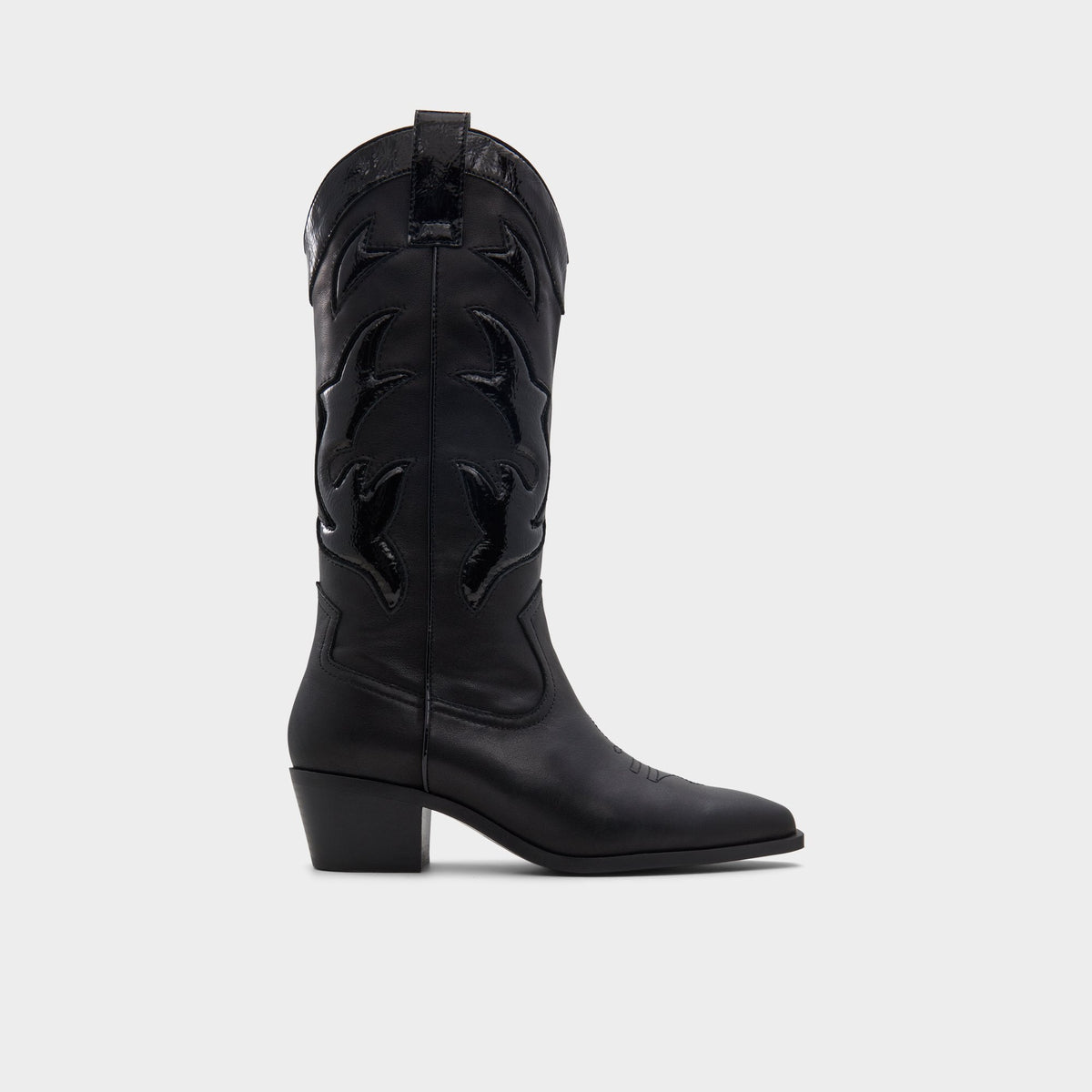 Aldo Nebraska Black Women's Western - Mid-calf western boot, Block heel